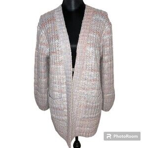 Marine Layer Ontario Sweater Cardigan Chunky Knit Long Pockets Blue Pink Large